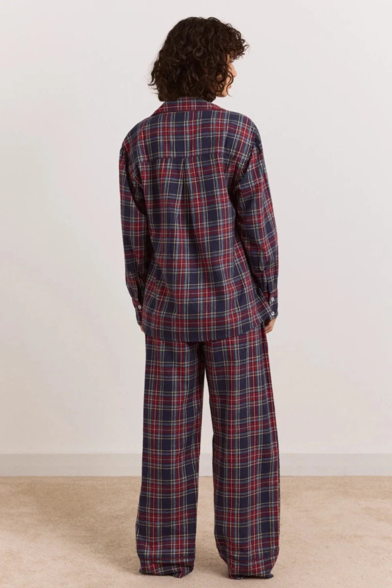 Pyjama 2 pièces en Flanelle Antonella Carreaux Tawny Damson Madder - Ex-voto