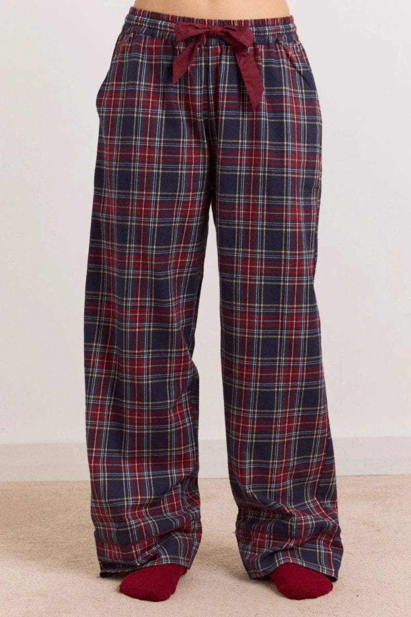 Pyjama 2 pièces en Flanelle Antonella Carreaux Tawny Damson Madder - Ex-voto