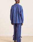 Pyjama 2 pièces Floki Damson Madder Rayures Chocolat et Bleues - Ex - voto