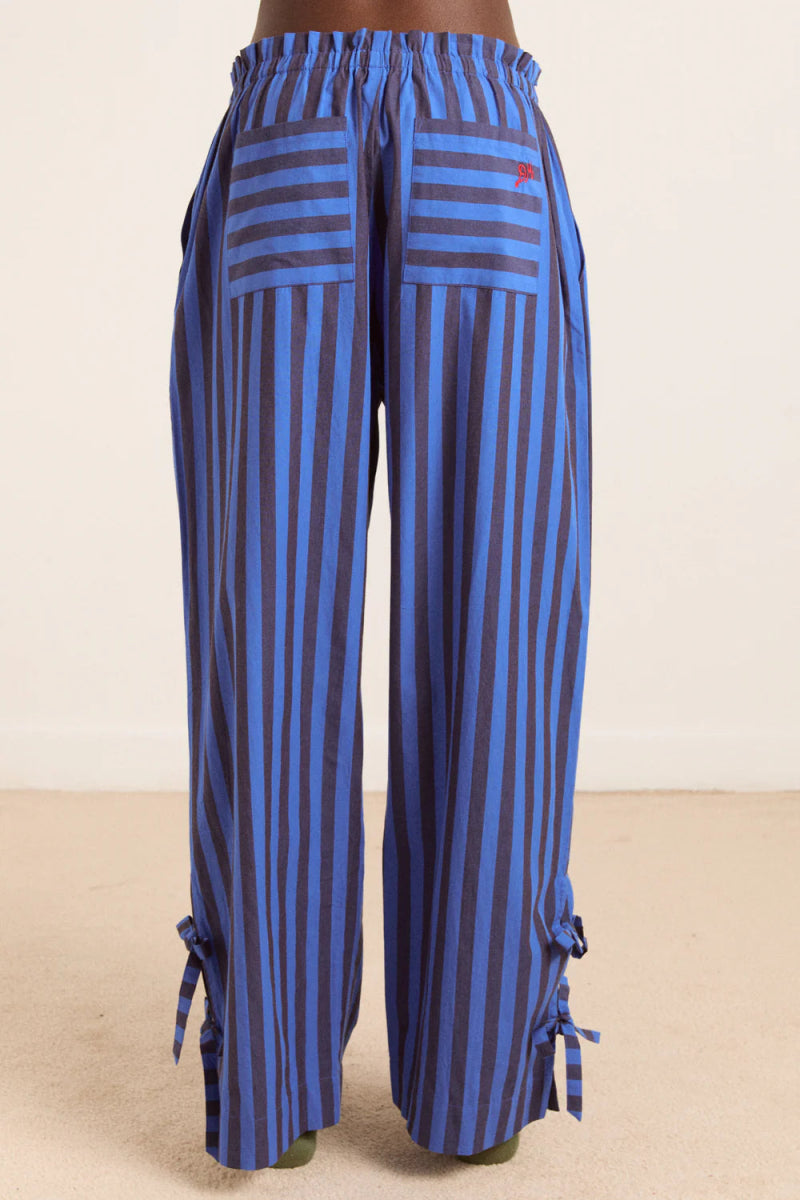 Pyjama 2 pièces Floki Damson Madder Rayures Chocolat et Bleues - Ex - voto