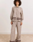 Pyjama 2 pièces Izzy Rayures Choc Ecru Damson Madder - Ex-voto