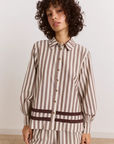 Pyjama 2 pièces Izzy Rayures Choc Ecru Damson Madder - Ex-voto