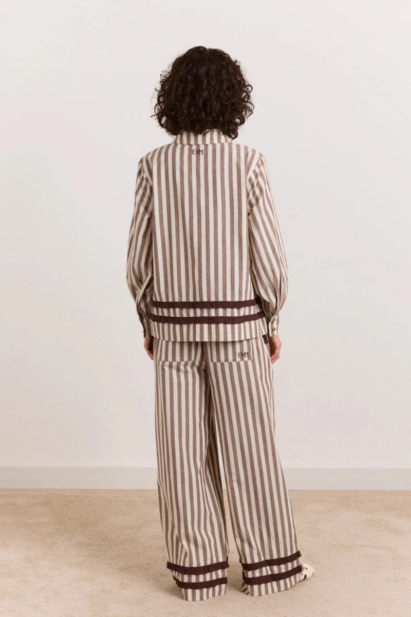 Pyjama 2 pièces Izzy Rayures Choc Ecru Damson Madder - Ex-voto