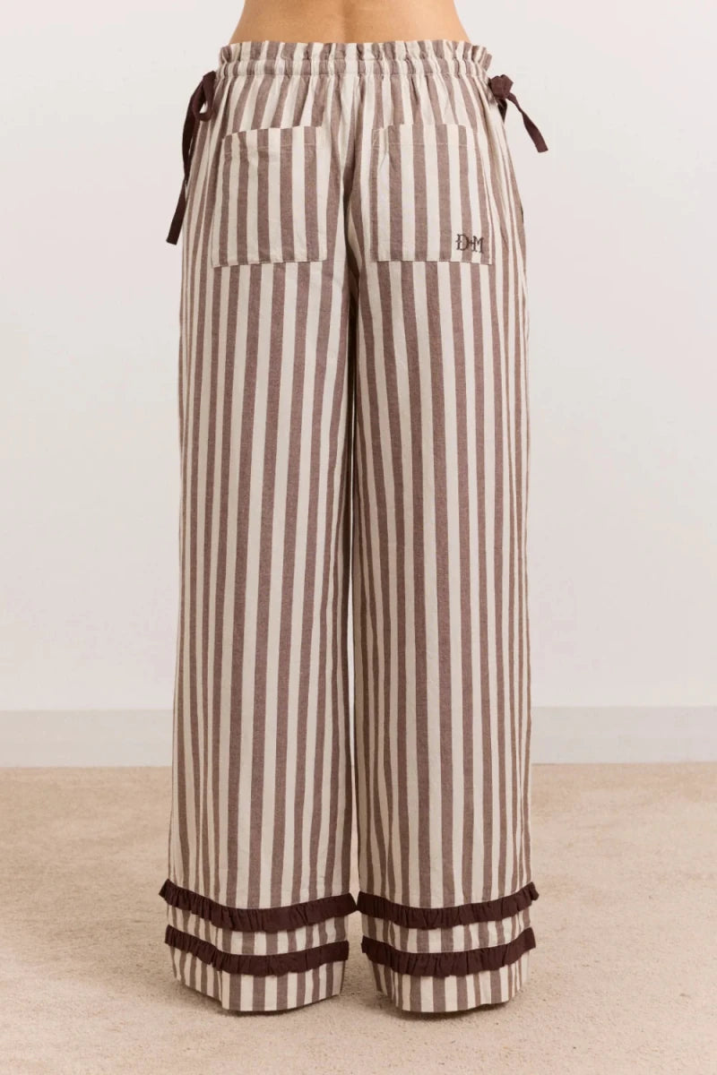 Pyjama 2 pièces Izzy Rayures Choc Ecru Damson Madder - Ex-voto