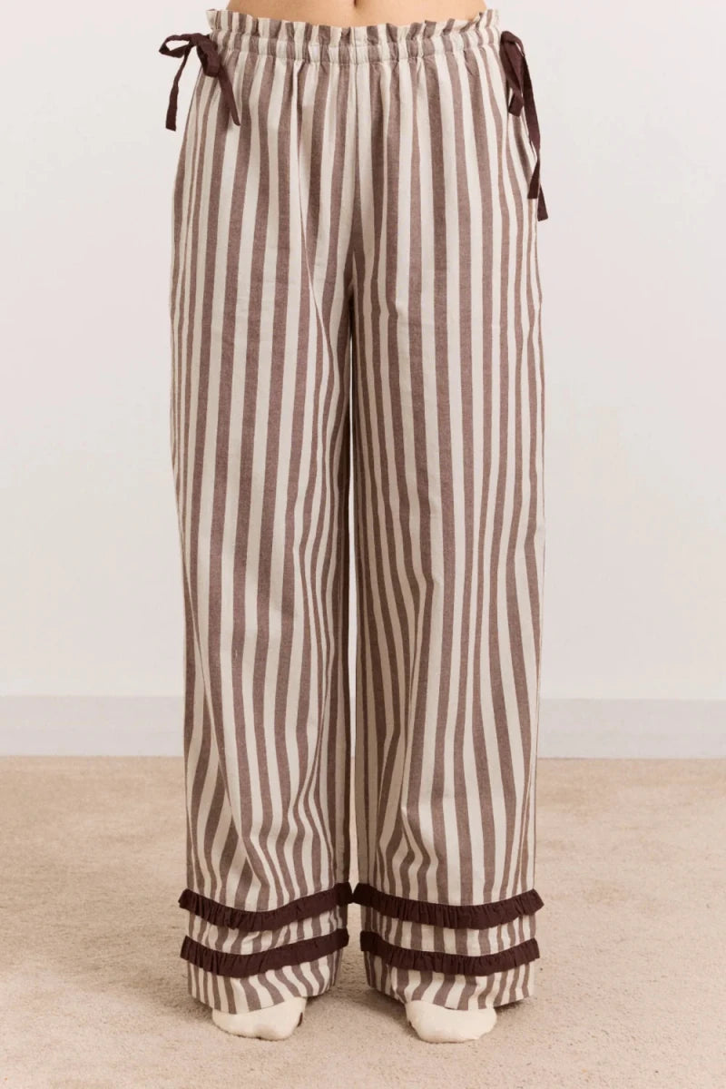 Pyjama 2 pièces Izzy Rayures Choc Ecru Damson Madder - Ex-voto