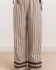Pyjama 2 pièces Izzy Rayures Choc Ecru Damson Madder - Ex-voto