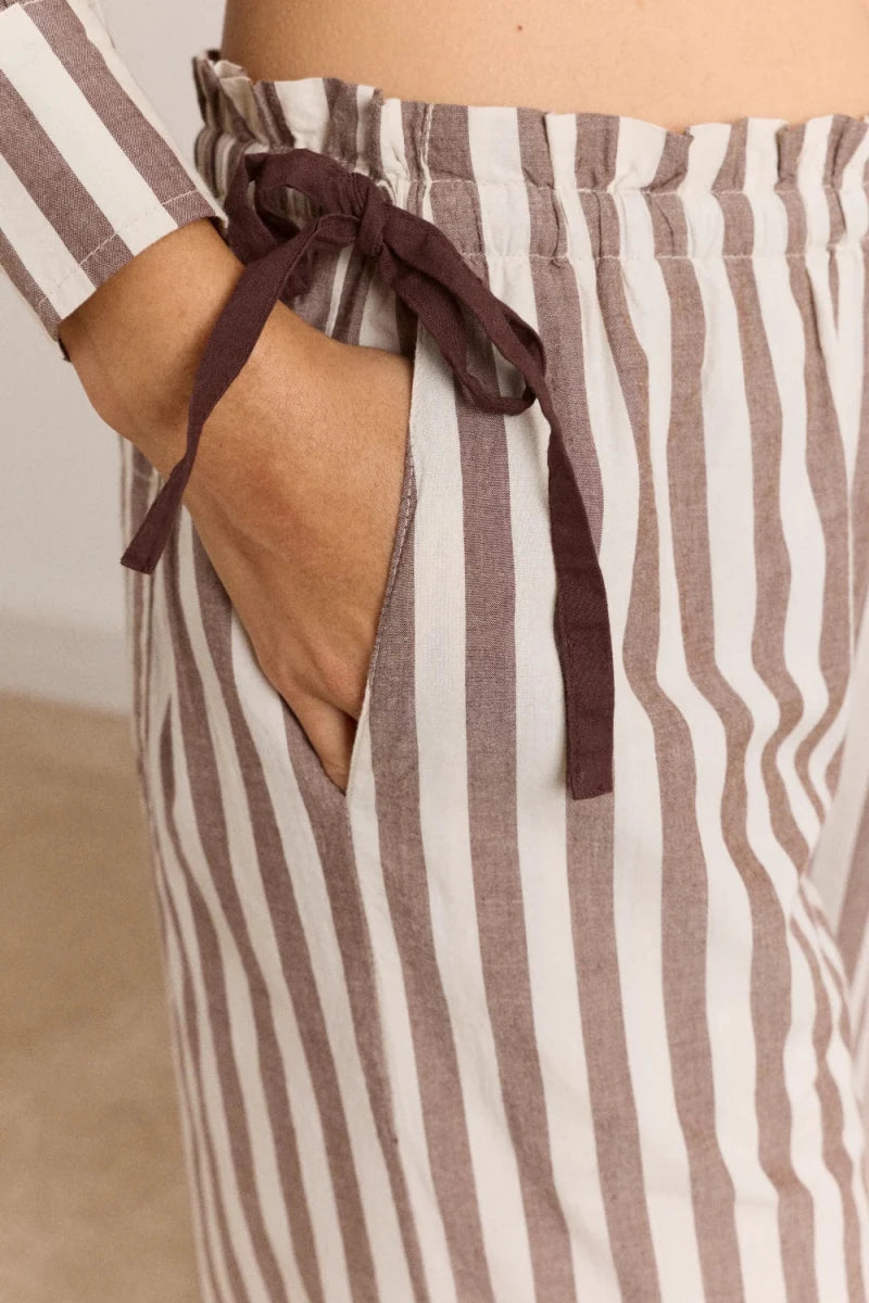 Pyjama 2 pièces Izzy Rayures Choc Ecru Damson Madder - Ex-voto