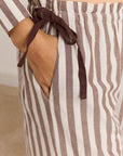 Pyjama 2 pièces Izzy Rayures Choc Ecru Damson Madder - Ex-voto