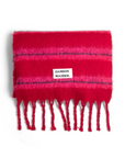 Damson Madder Red and Pink Striped Fluffy Scarf