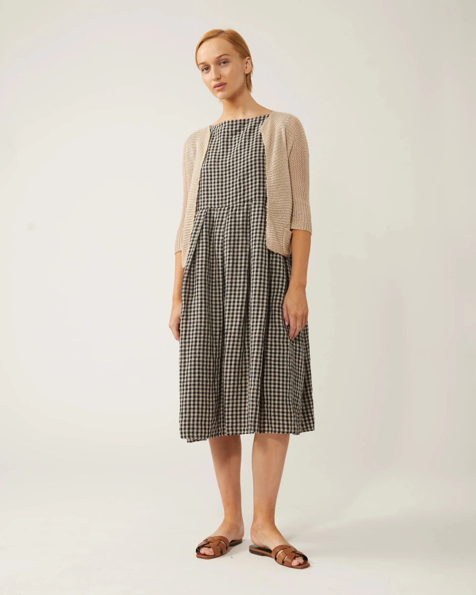 Robe Lully Gingham Noir et Beige Naïf - Ex - voto