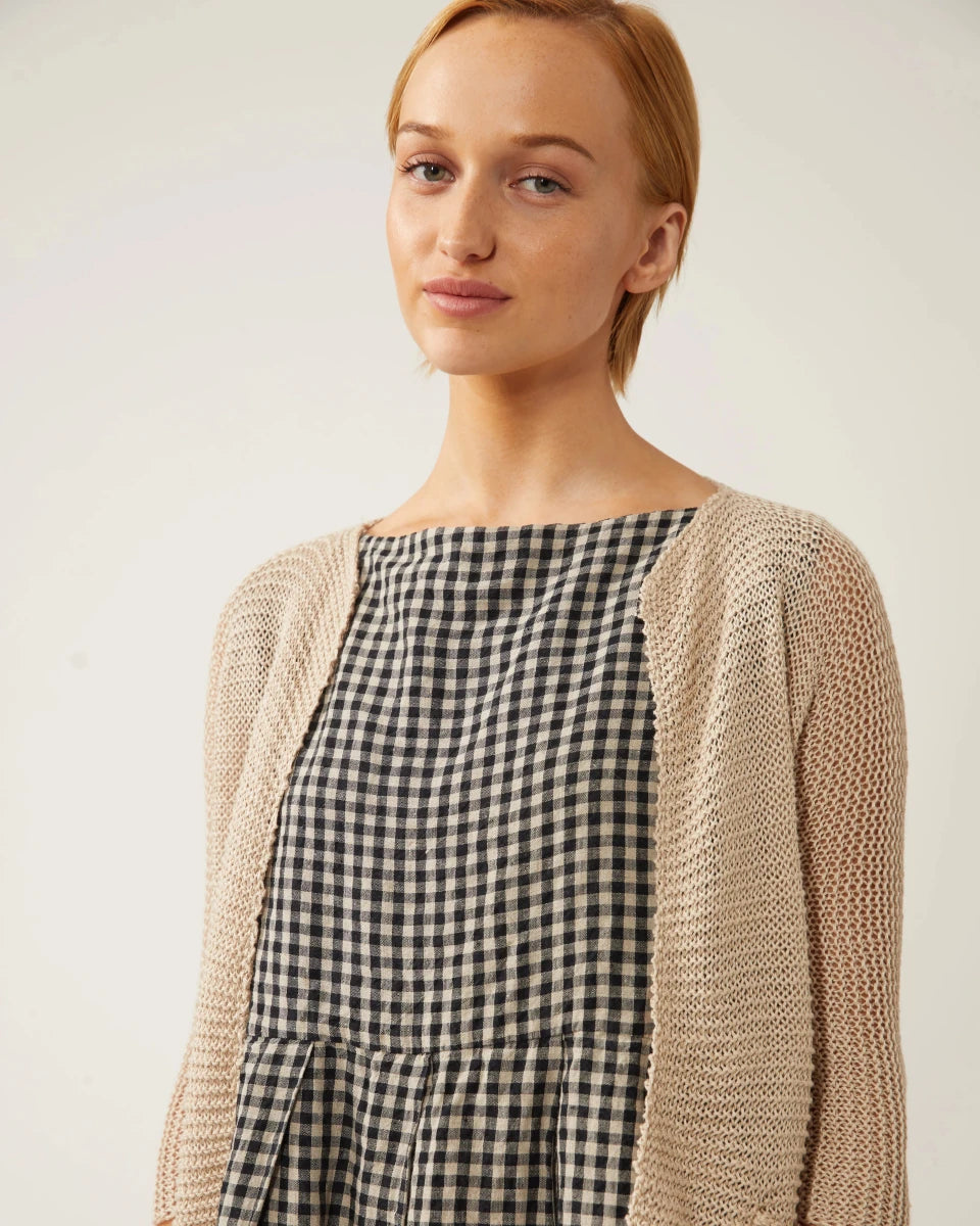 Robe Lully Gingham Noir et Beige Naïf - Ex - voto