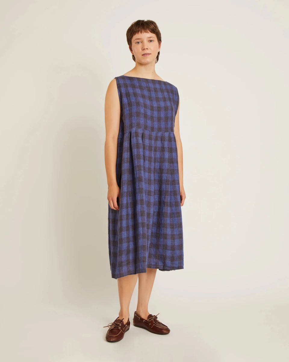 Robe Lully Gingham Noir et Bleu Naïf - Ex - voto