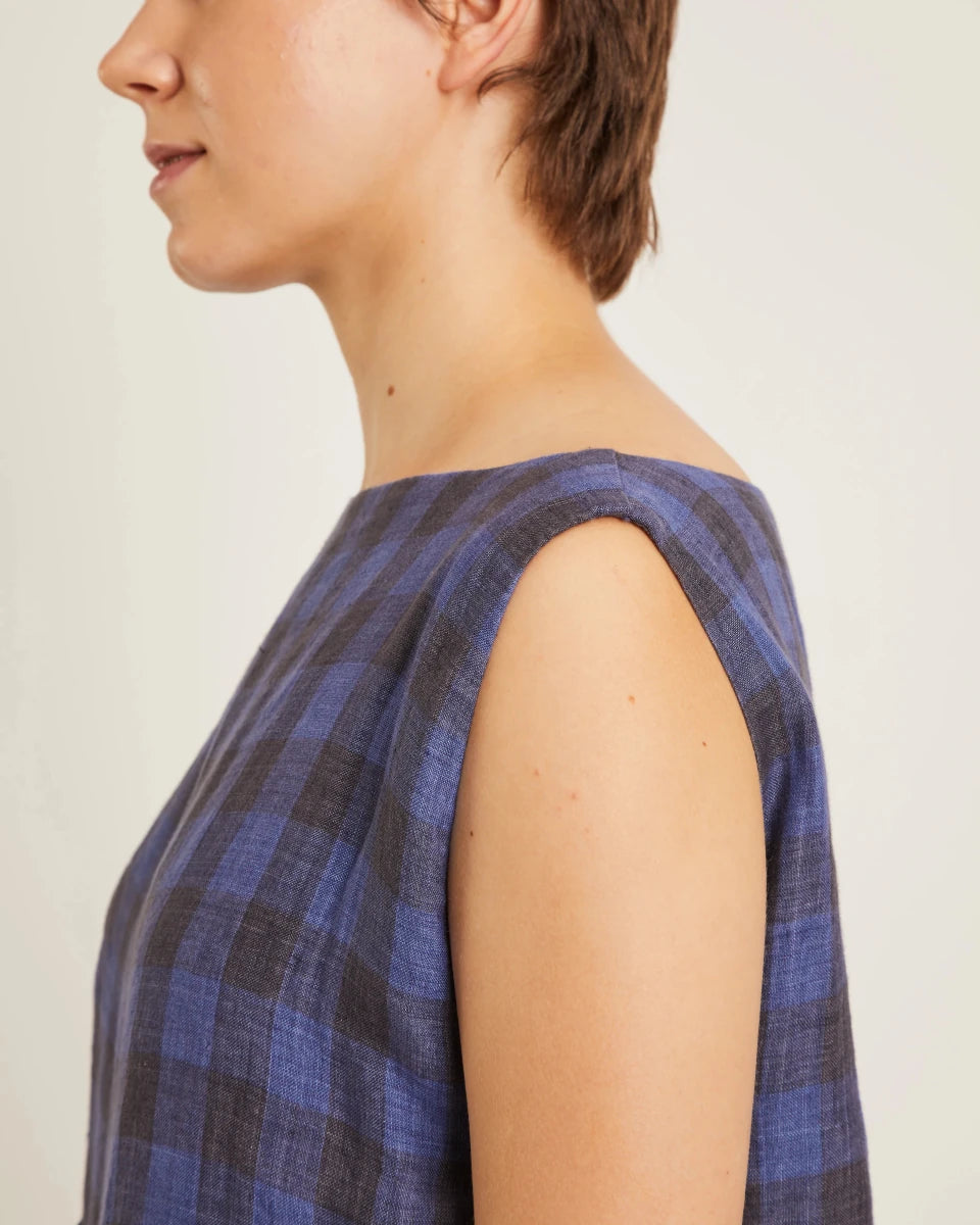 Robe Lully Gingham Noir et Bleu Naïf - Ex - voto