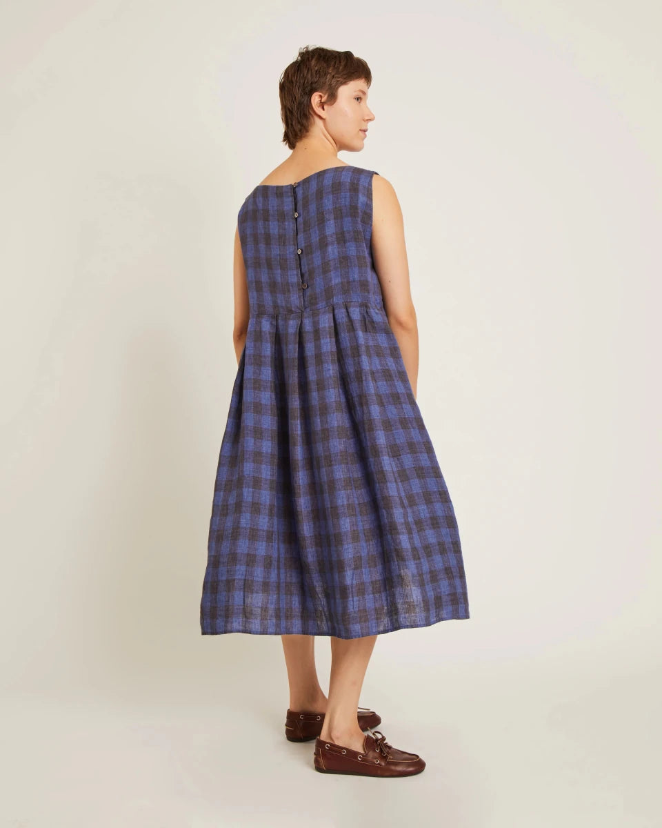 Robe Lully Gingham Noir et Bleu Naïf - Ex - voto