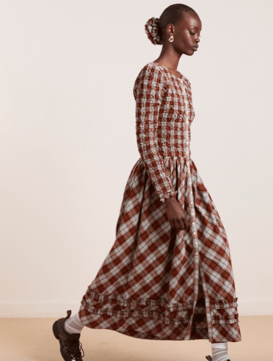 Robe Posey Carreaux Blue Fog Damson Madder - Ex - voto