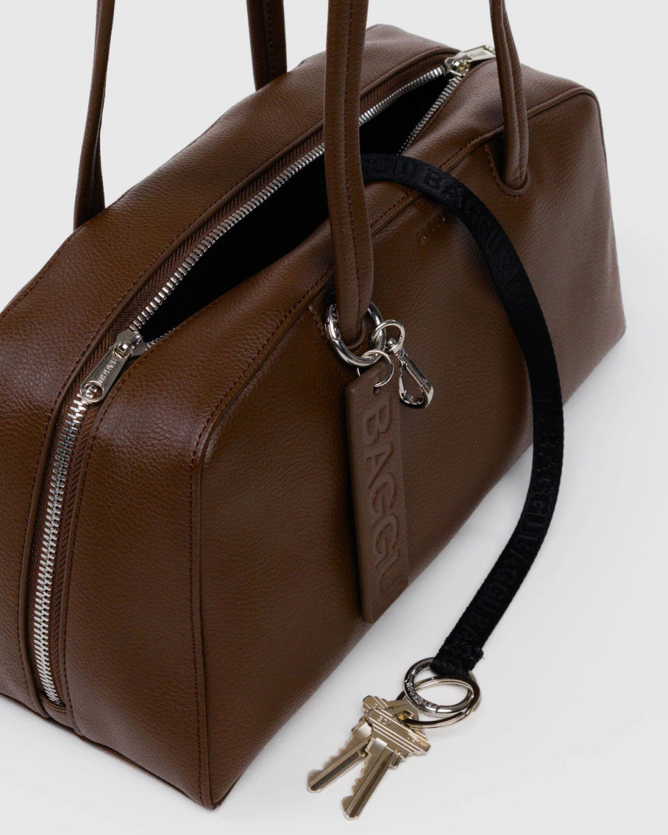 Baggu Brown Recycled Leather Bowler Bag - Final Sale: No returns