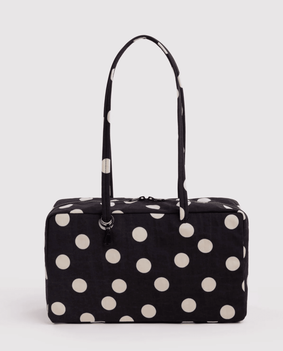 Sac Bowler Medium Baggu Noir à Pois Crèmes - Ex-voto