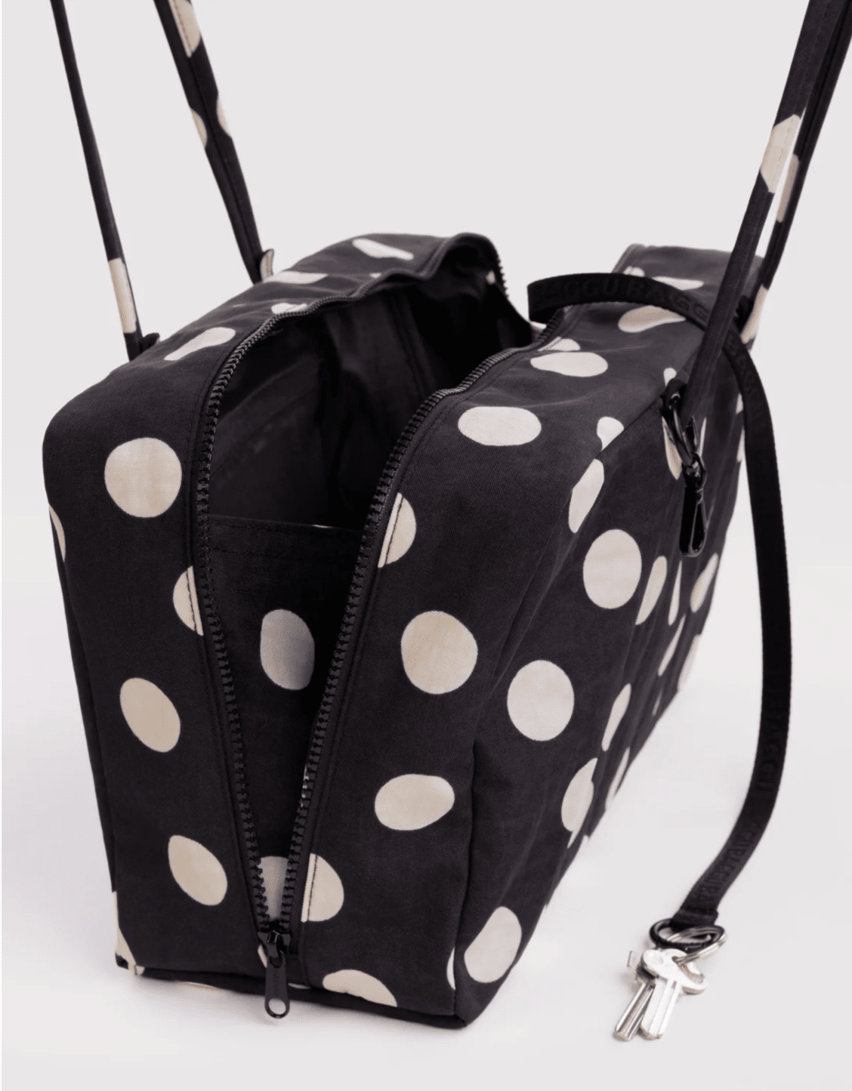 Sac Bowler Medium Baggu Noir à Pois Crèmes - Ex-voto