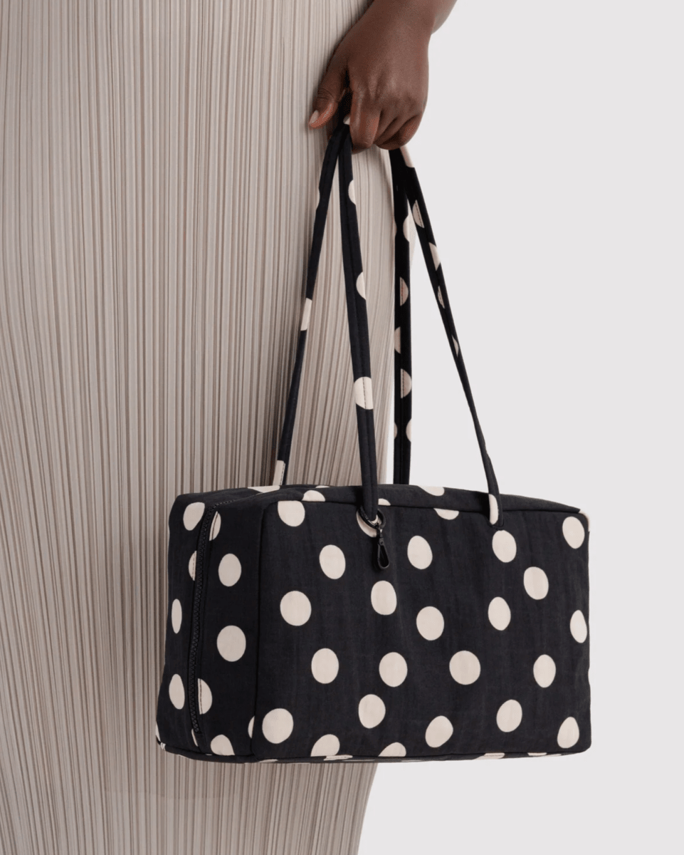 Sac Bowler Medium Baggu Noir à Pois Crèmes - Ex-voto