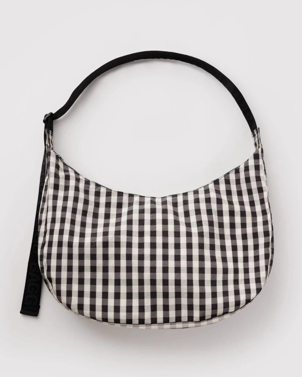 Sac Croissant Large Baggu Black and Cream Gingham - Ex-voto