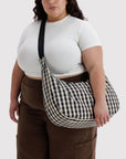 Sac Croissant Large Baggu Black and Cream Gingham - Ex-voto