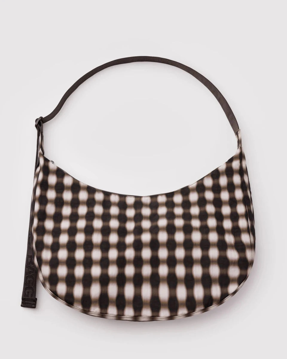 Sac Croissant Large Baggu Blurred Gingham Brown - Ex - voto