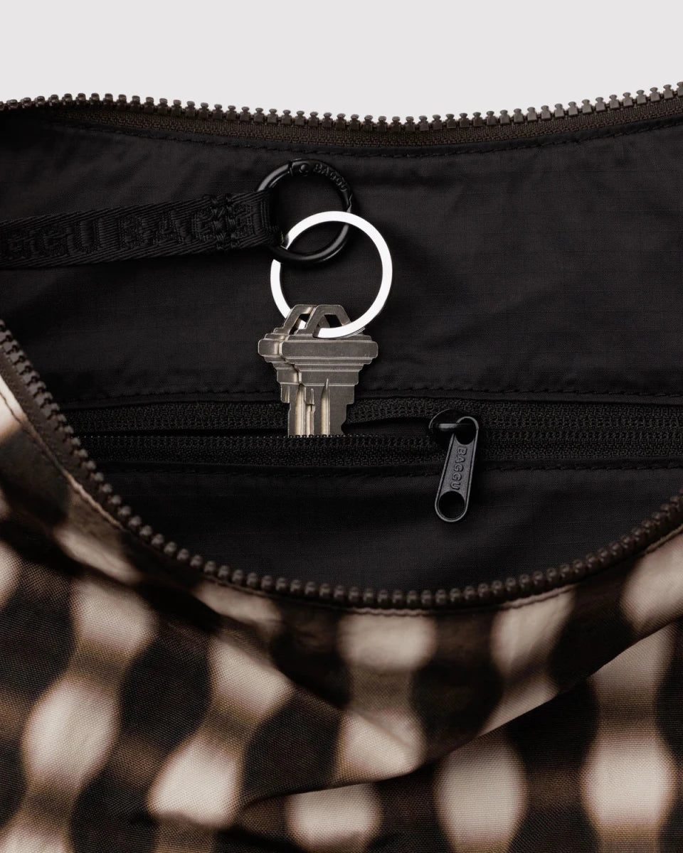 Sac Croissant Large Baggu Blurred Gingham Brown - Ex - voto