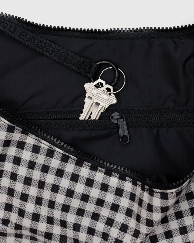 Sac Croissant Large Baggu Gingham Noir et Blanc - Ex - voto