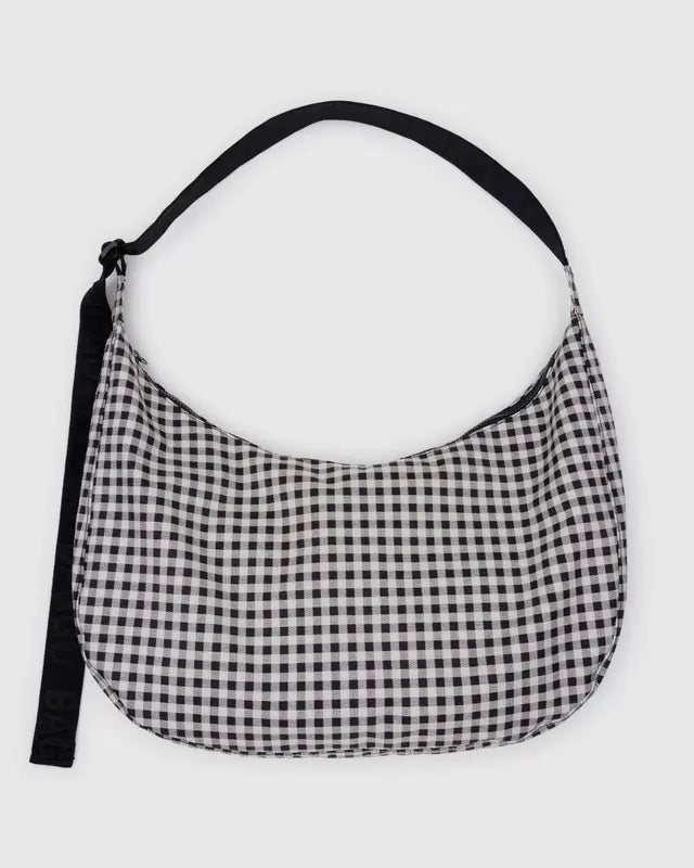 Sac Croissant Large Baggu Gingham Noir et Blanc - Ex - voto