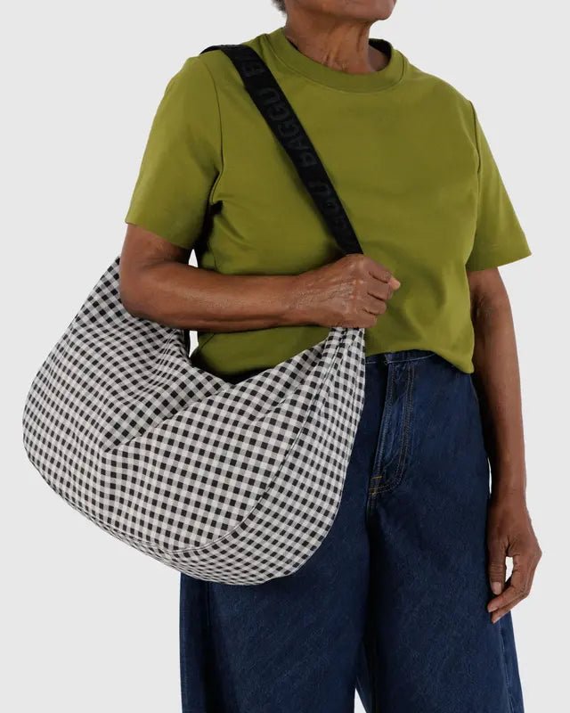 Sac Croissant Large Baggu Gingham Noir et Blanc - Ex - voto