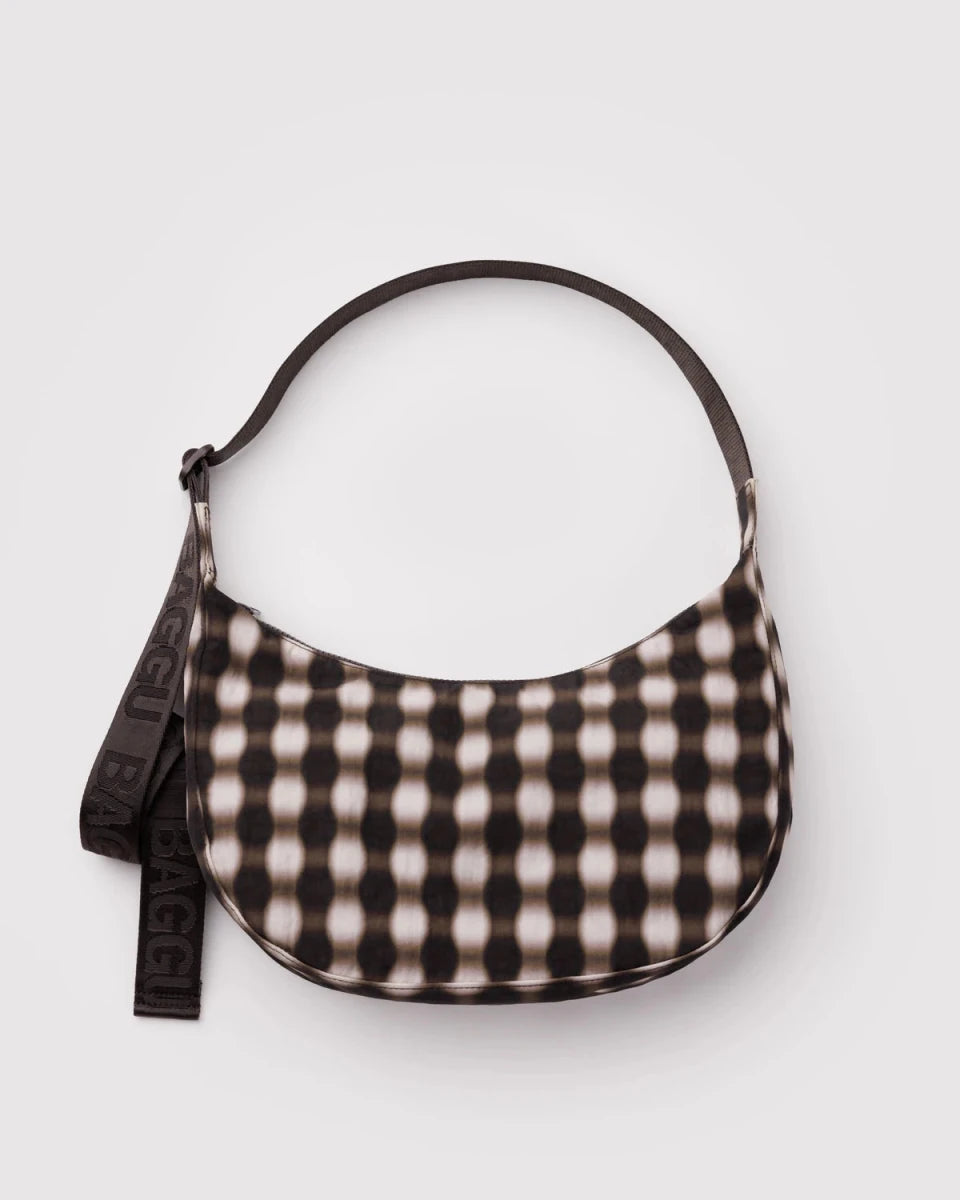 Sac Croissant Medium Baggu Blurred Gingham Brown - Ex - voto