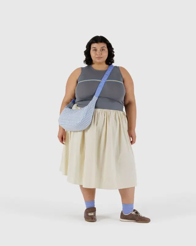 Sac Croissant Medium Baggu Gingham Bleu Clair - Ex - voto