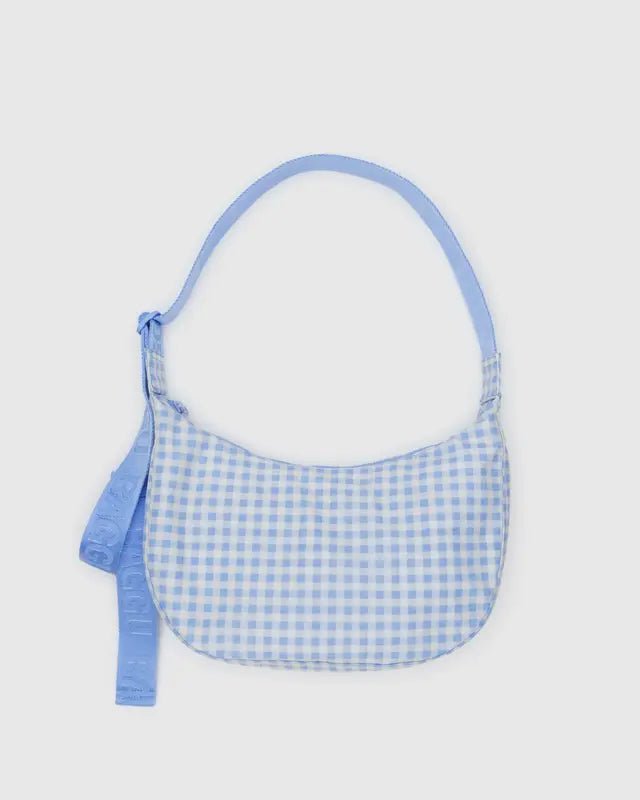 Sac Croissant Medium Baggu Gingham Bleu Clair - Ex - voto