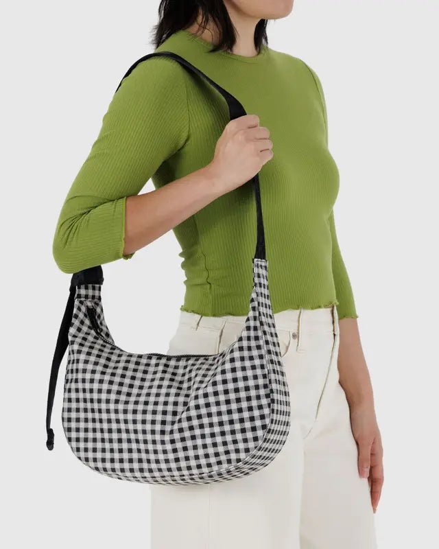 Sac Croissant Medium Baggu Gingham Noir et Blanc - Ex - voto