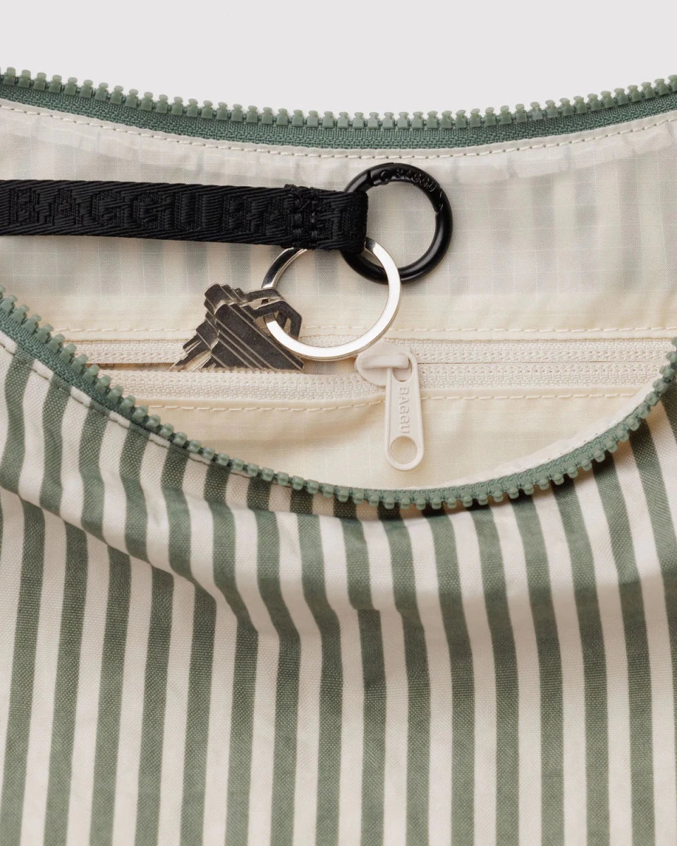 Sac Croissant Medium Baggu Sage Stripe - Ex - voto
