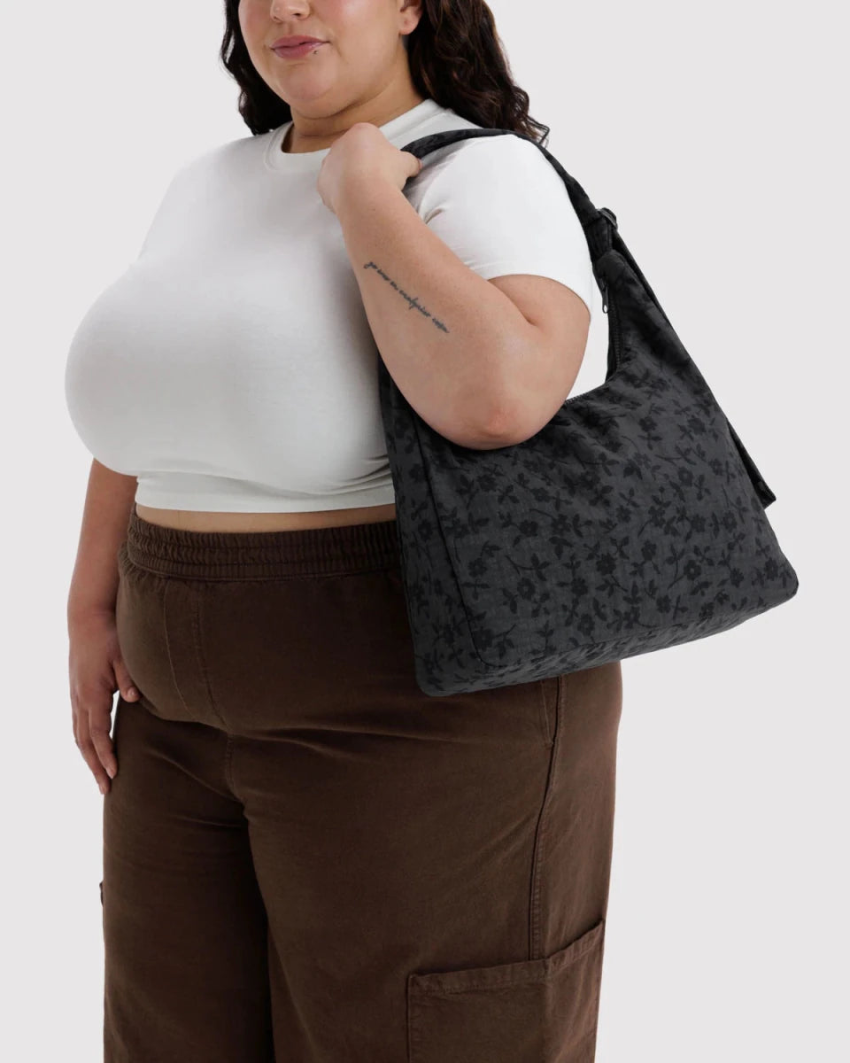 Sac d'Épaule Nylon Baggu Charcoal Ditsy Floral - Ex-voto