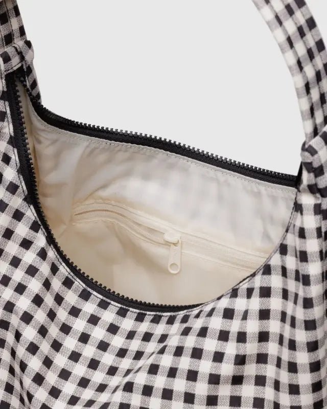 Sac d&#39;Épaule Nylon Baggu Gingham Noir et Blanc - Ex - voto