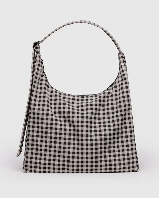 Sac d'Épaule Nylon Baggu Gingham Noir et Blanc - Ex - voto