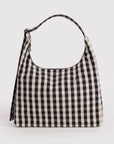 Sac d'Épaule Nylon Baggu Gingham Noir et Crème - Ex-voto