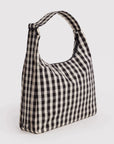 Sac d'Épaule Nylon Baggu Gingham Noir et Crème - Ex-voto