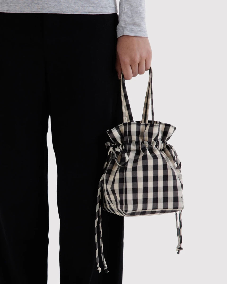 Sac Drawstring Baggu Black and Cream Gingham - Ex-voto