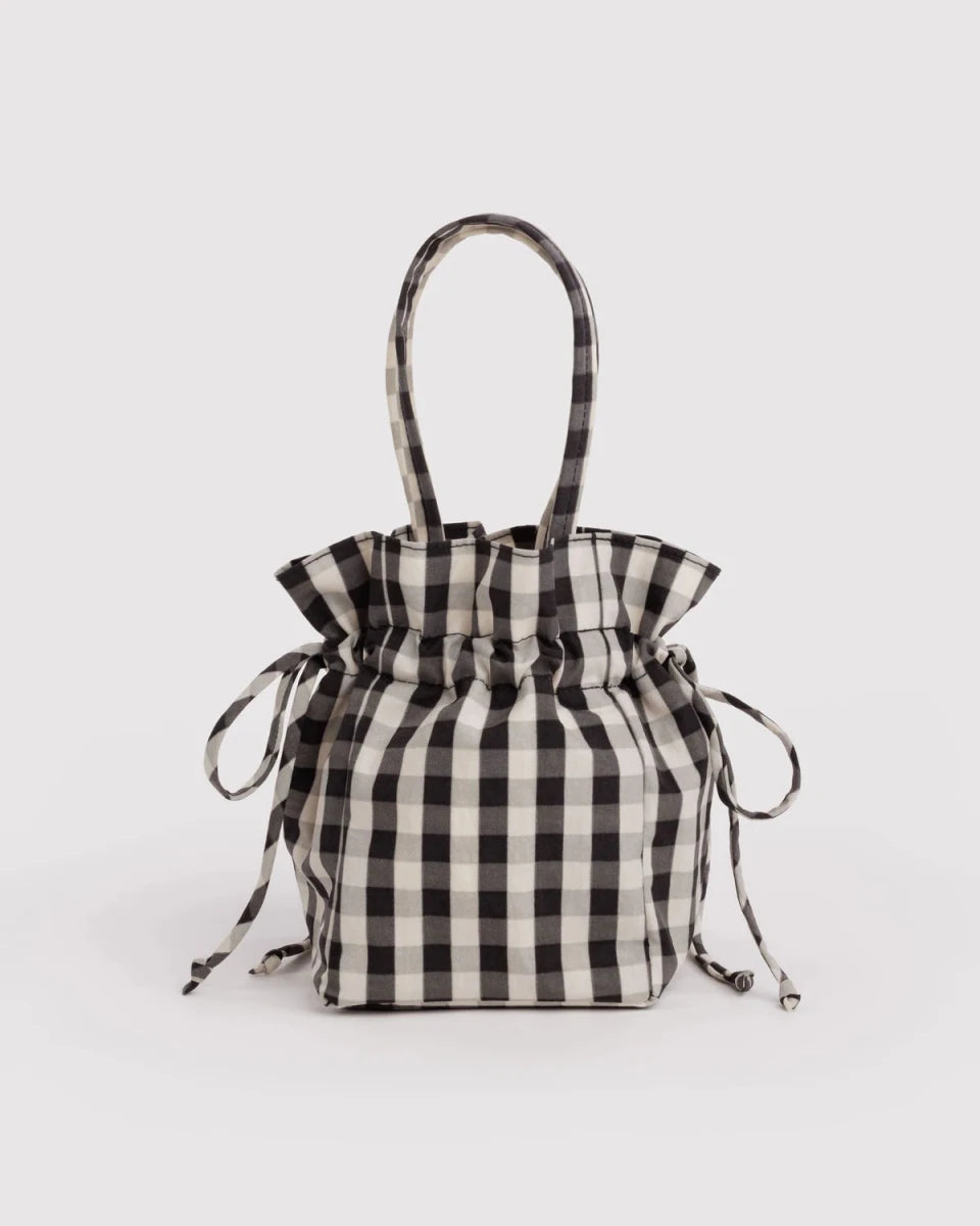 Sac Drawstring Baggu Black and Cream Gingham - Ex-voto
