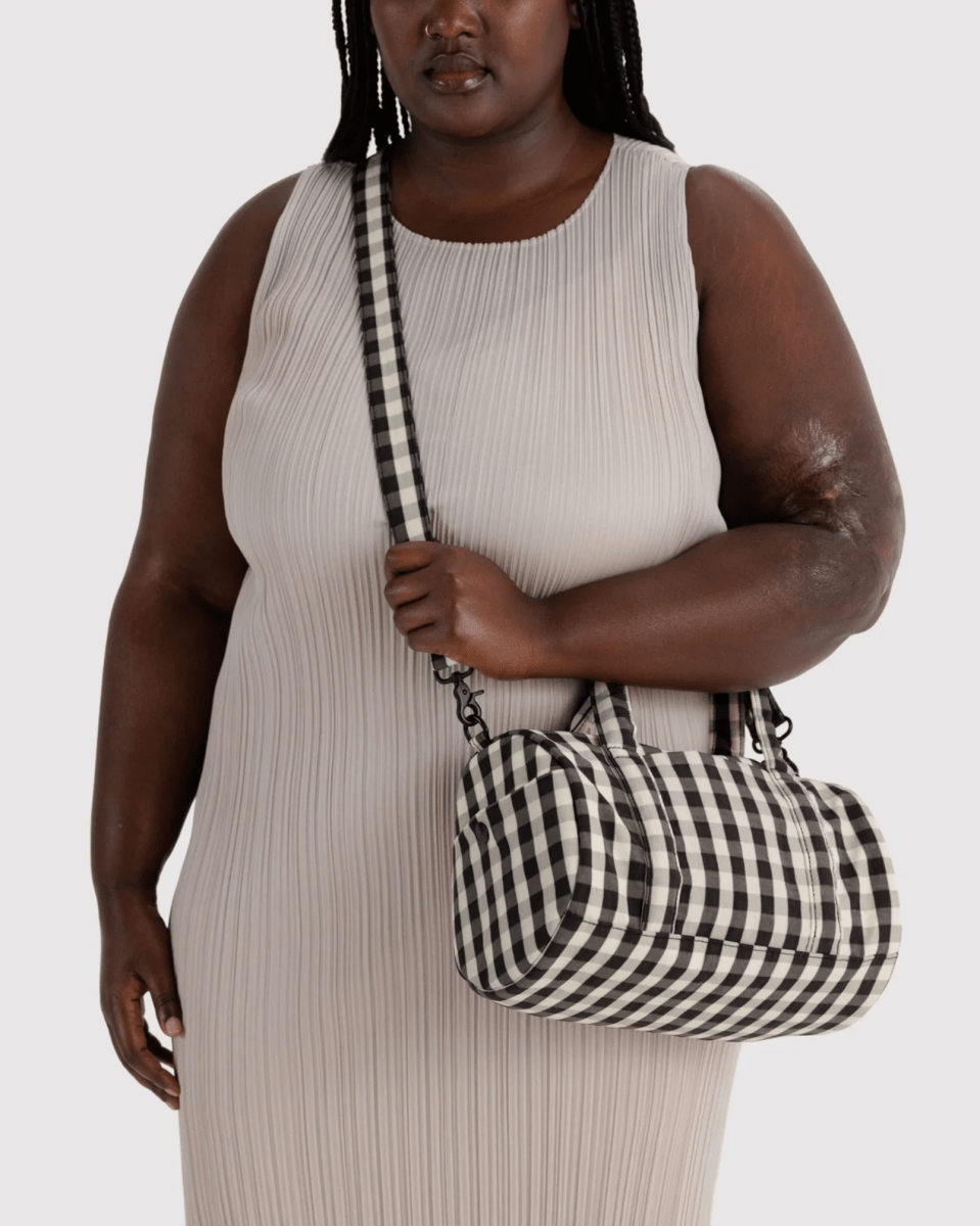 Sac Duffle Baggu Gingham Noir et Crème - Ex-voto