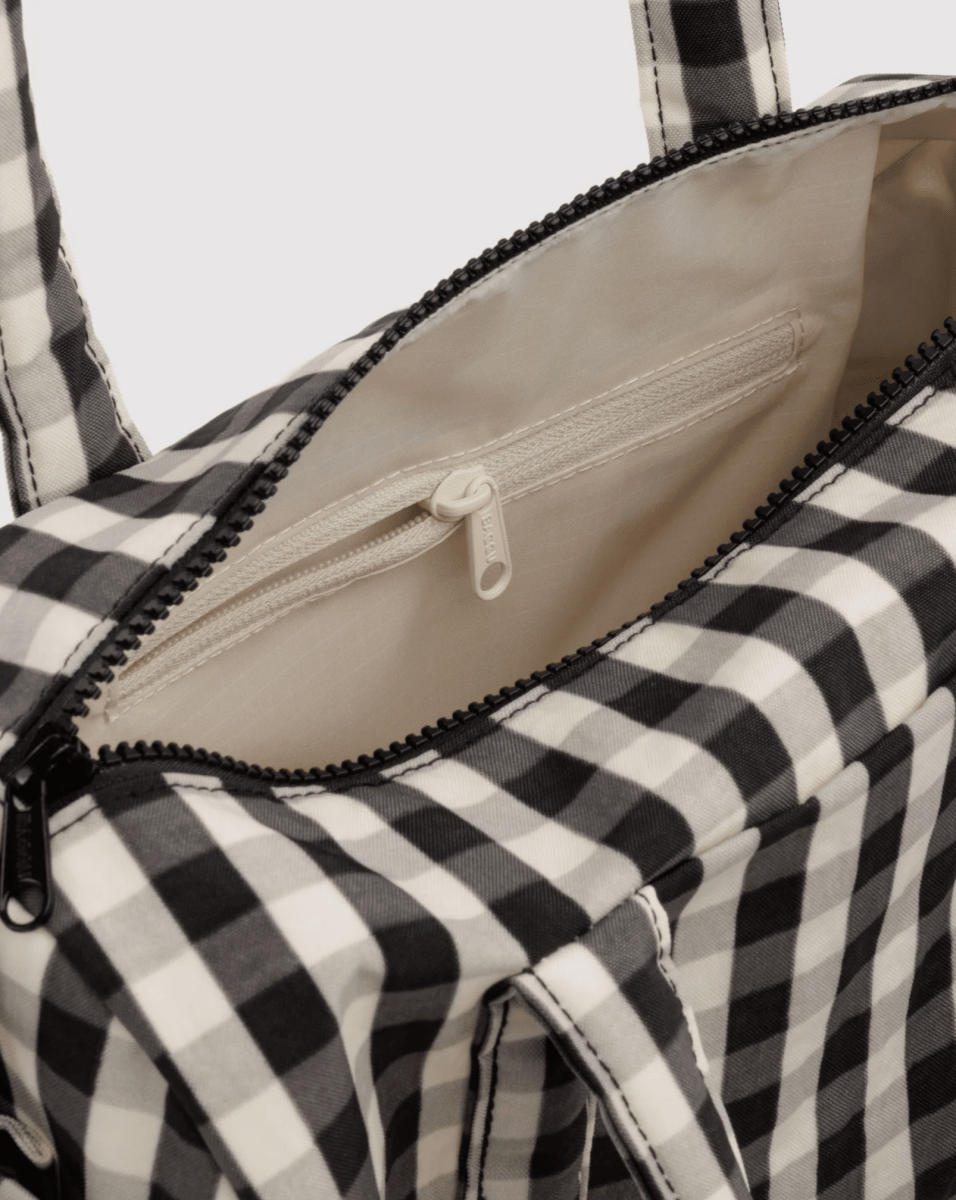Sac Duffle Baggu Gingham Noir et Crème - Ex-voto