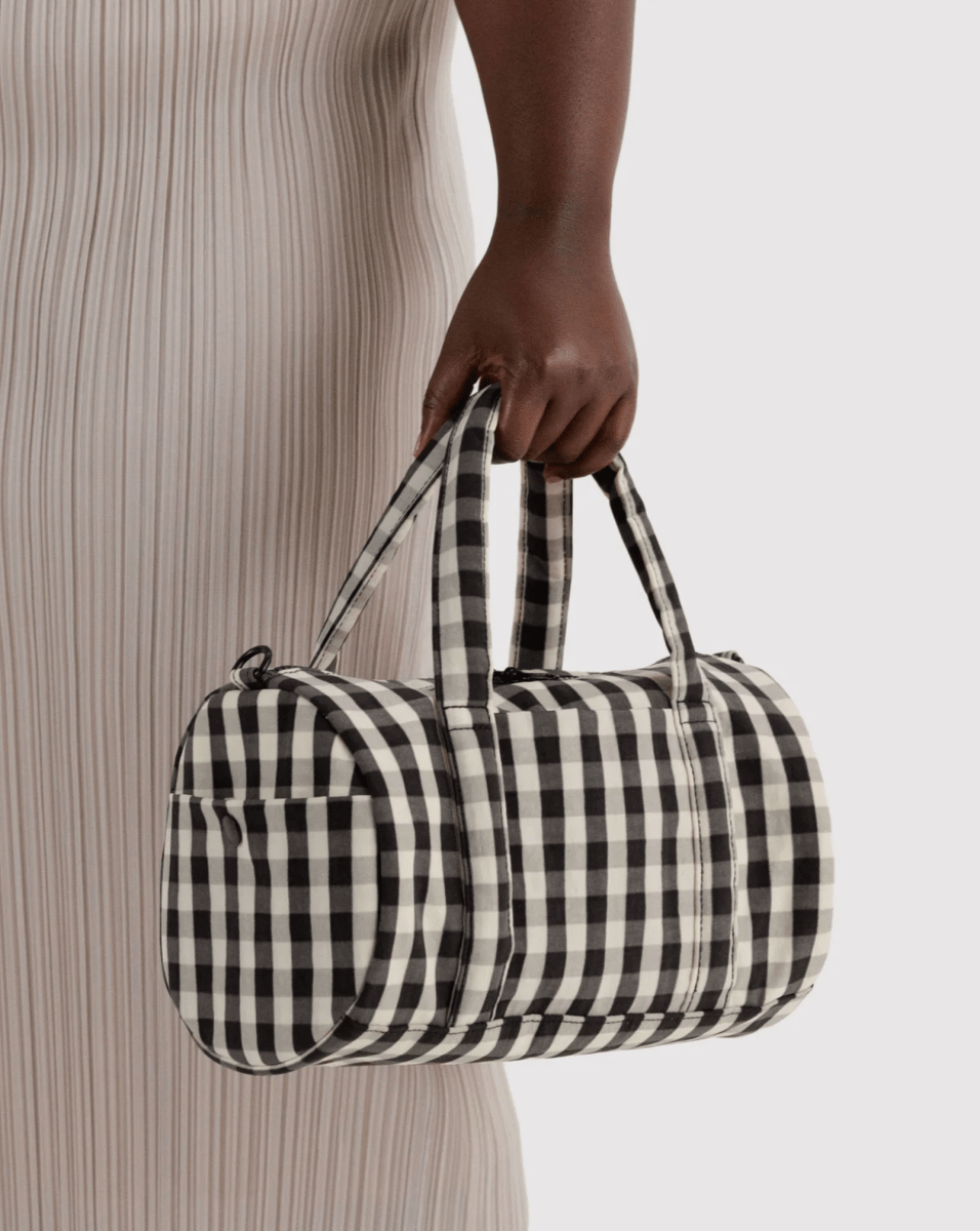 Sac Duffle Baggu Gingham Noir et Crème - Ex-voto