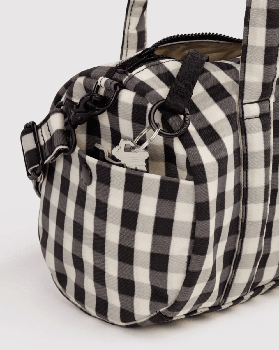 Sac Duffle Baggu Gingham Noir et Crème - Ex-voto