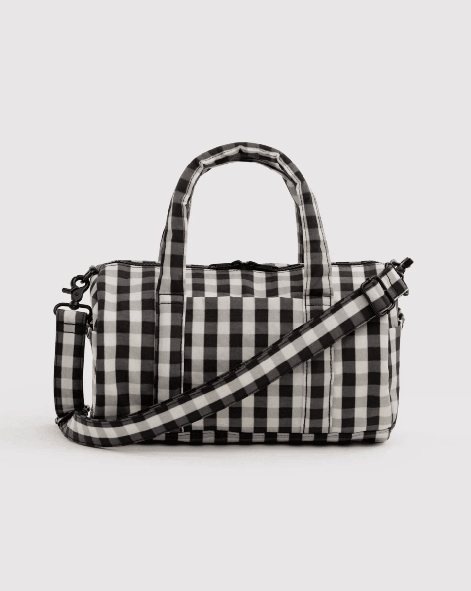 Sac Duffle Baggu Gingham Noir et Crème - Ex-voto