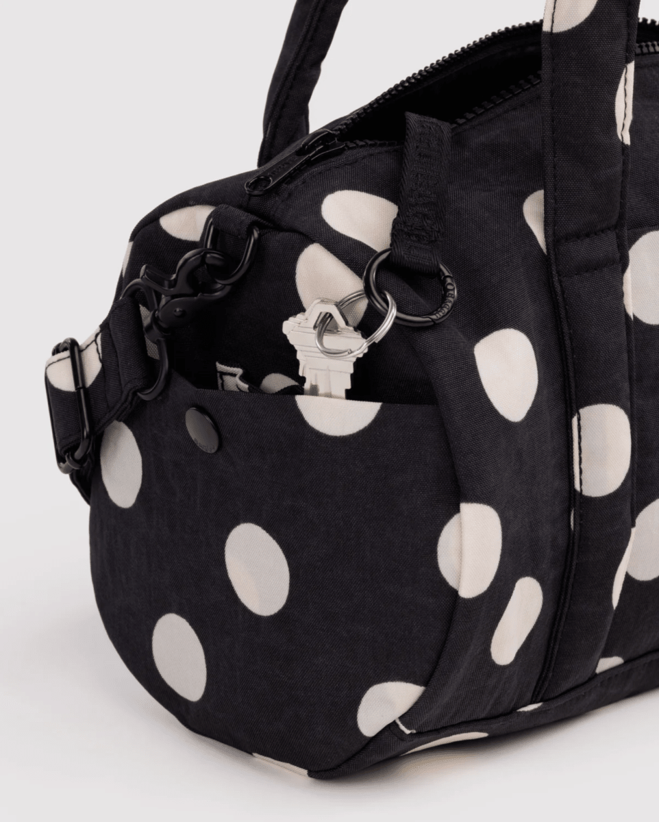 Sac Duffle Baggu Noir à Pois Crèmes - Ex-voto