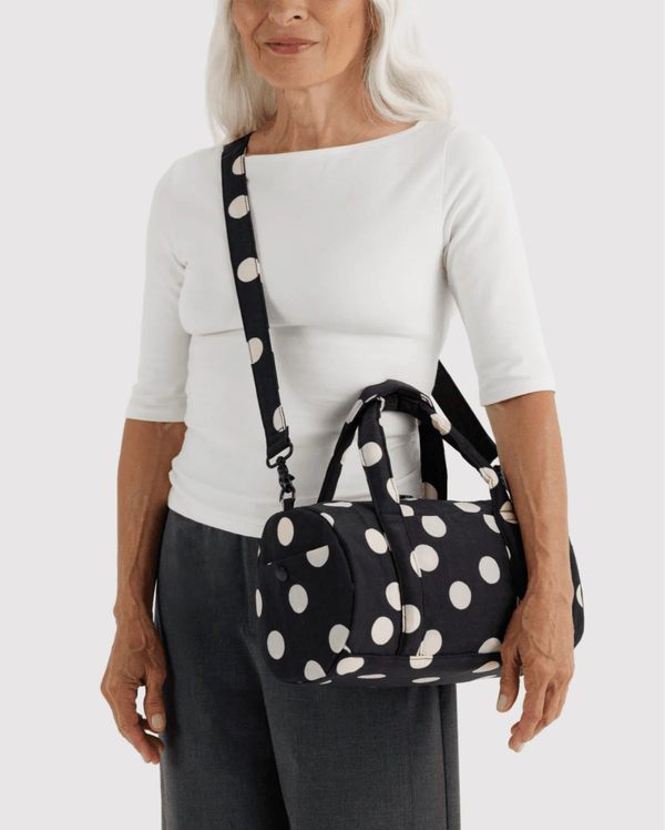 Sac Duffle Baggu Noir à Pois Crèmes - Ex-voto