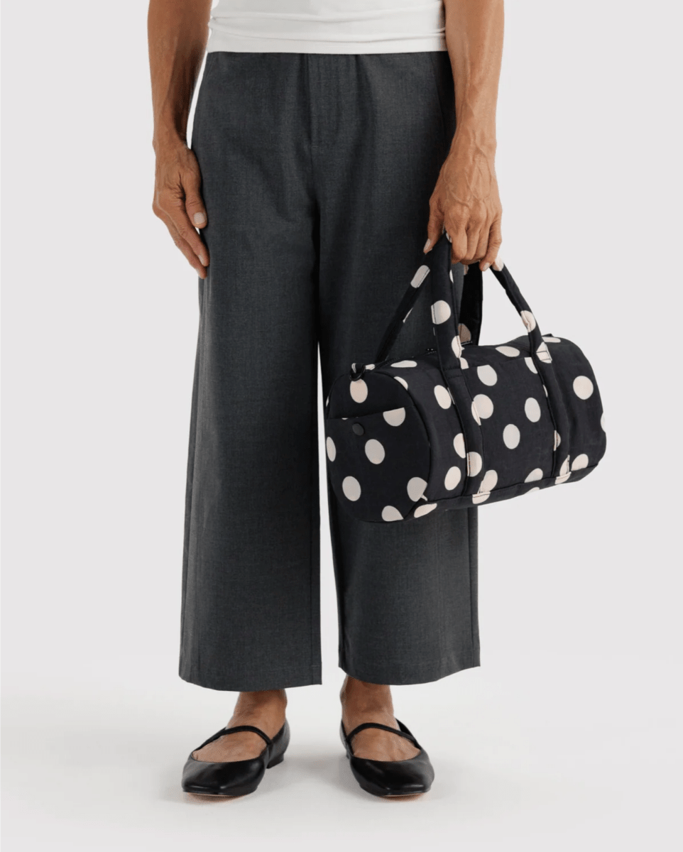 Sac Duffle Baggu Noir à Pois Crèmes - Ex-voto
